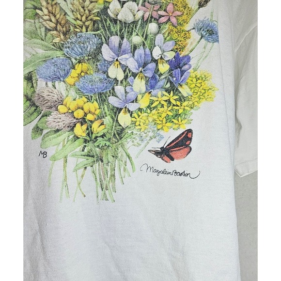 Vintage 90s Marjolein Bastin Butterfly Flower Shirt Women's XL Anvil Cottage - Picture 3 of 13